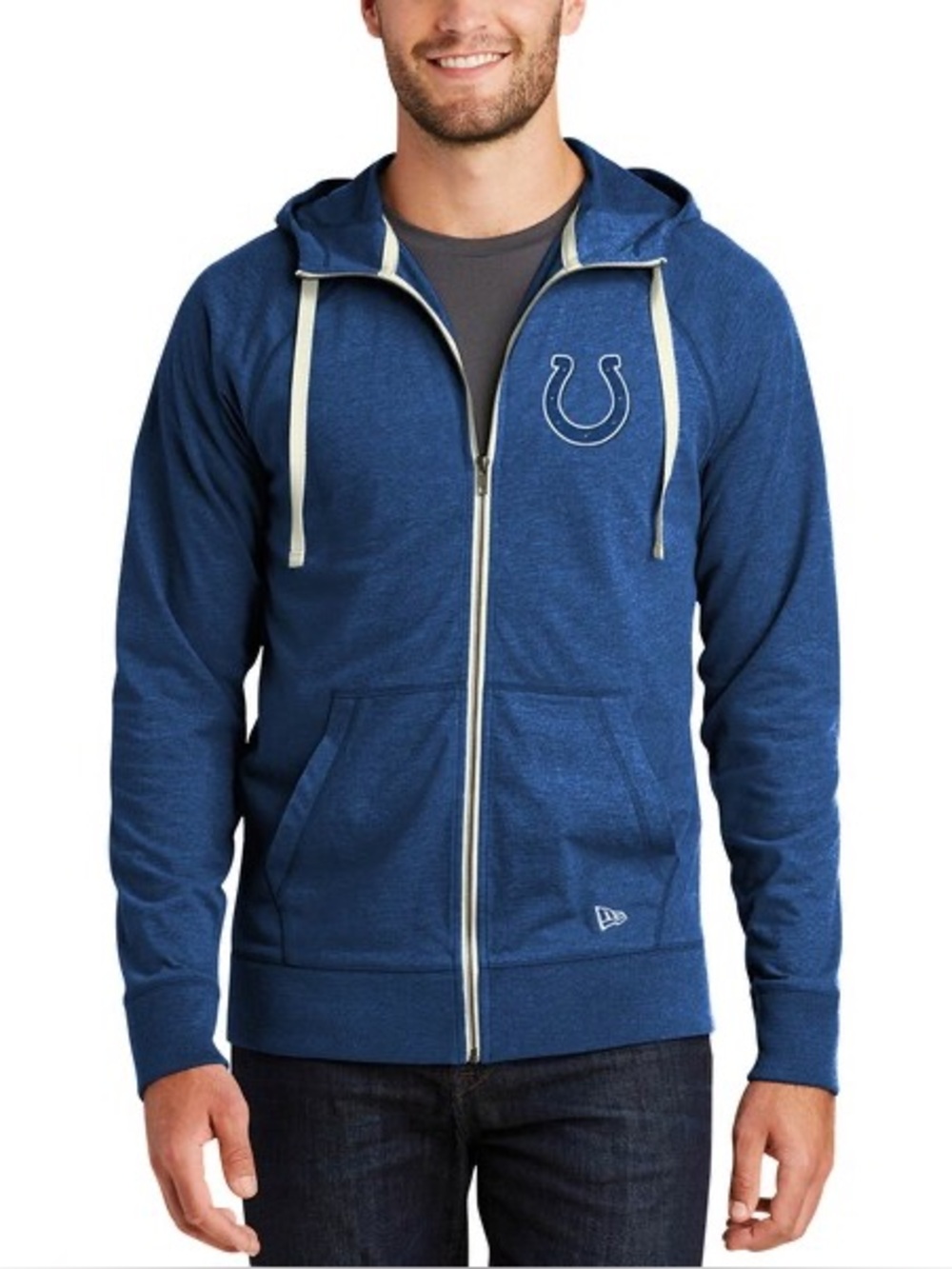 New Era Indianapolis Colts Full Zip Hooded Sweatshirt NFL Men M Blue